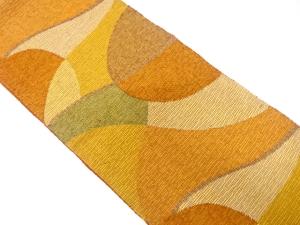 手織り真綿紬　幾何学模様織り出し　名古屋帯